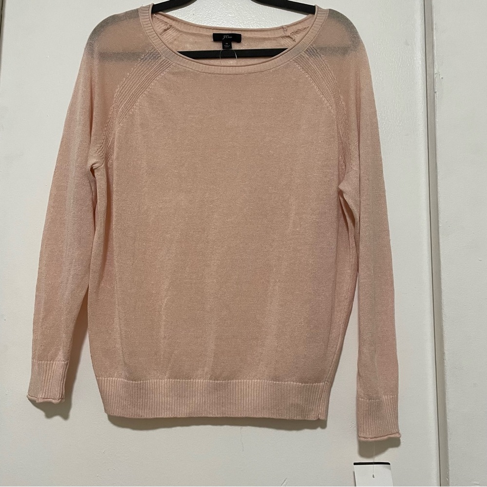 J.GREW Linen Blush Pink Long Sleeves Women’s T-Shirt Size Medium NEW